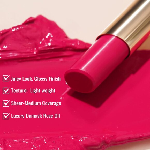 🆕 Moisture Shine Rose Pink Lipstick Juicy Look Vegan Cruelty-Free Coverage Lip - Picture 4 of 10